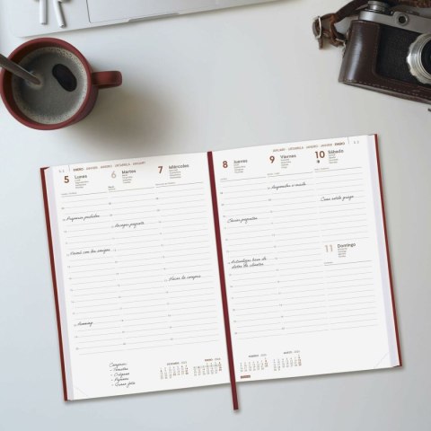 Kalendarz książkowy Finocam DYNAMIC MILANO Bordeaux 16,5 x 24 cm 2026