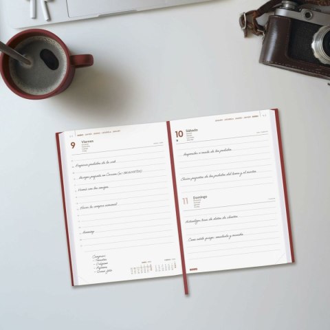 Kalendarz książkowy Finocam DYNAMIC MILANO Bordeaux A5 21 x 27 cm 2026