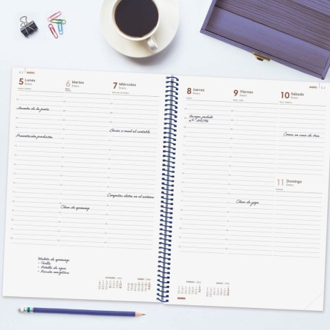 Kalendarz książkowy Finocam YEAR Niebieski A4 21 x 29,7 cm 2026