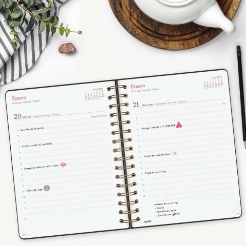 Kalendarz książkowy Finocam Alma Czarny A5 15,5 x 21,2 cm 2026