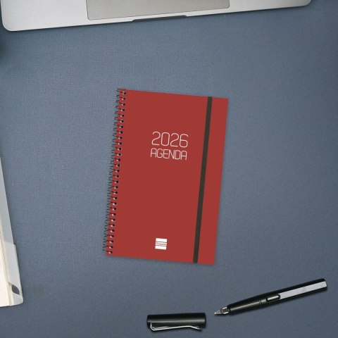 Kalendarz książkowy Finocam OPAQUE Bordeaux 11,7 x 18,1 cm 2026