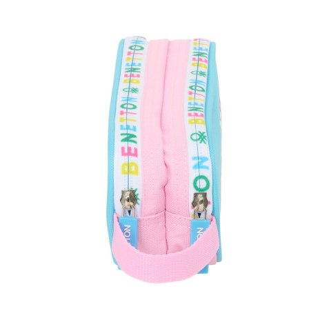 Piórnik Podwójny Benetton Unique Różowy Turkusowy 21 x 8 x 6 cm