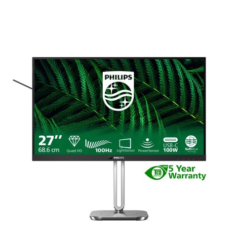 Monitor Philips 27B2G5601/00 27" IPS 16:9 60Hz 4ms 2560x1440 300cd/m2 HDMI:1 Srebro