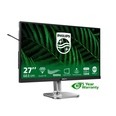 Monitor Philips 27B2G5601/00 27" IPS 16:9 60Hz 4ms 2560x1440 300cd/m2 HDMI:1 Srebro