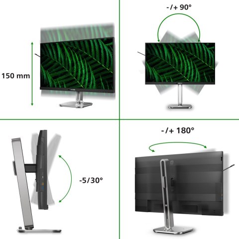 Monitor Philips 27B2G5601/00 27" IPS 16:9 60Hz 4ms 2560x1440 300cd/m2 HDMI:1 Srebro