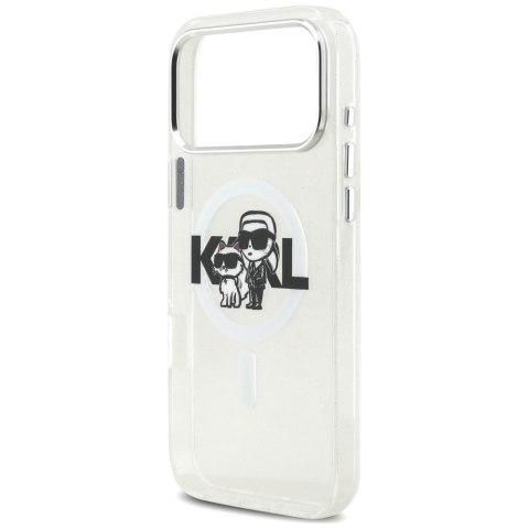 Etui Karl Lagerfeld IML Glitter Karl & Choupette Sketch Logo MagSafe do iPhone 17 Pro Max przezroczysty