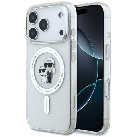 Etui Karl Lagerfeld IML Karl Choupette Glitter MagSafe do iPhone 17 Pro Max przezroczysty