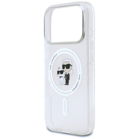 Etui Karl Lagerfeld IML Karl Choupette Glitter MagSafe do iPhone 17 Pro Max przezroczysty