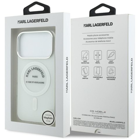 Etui Karl Lagerfeld IML Karl RSG Logo MagSafe do iPhone 17 Pro przezroczysty
