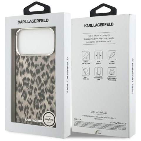 Etui Karl Lagerfeld IML Leopard Pattern MagSafe do iPhone 17 Pro Max brązowy