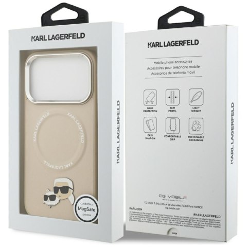Etui Karl Lagerfeld Karl & Choupette Pins MagSafe do iPhone 17 Pro Max beżowy