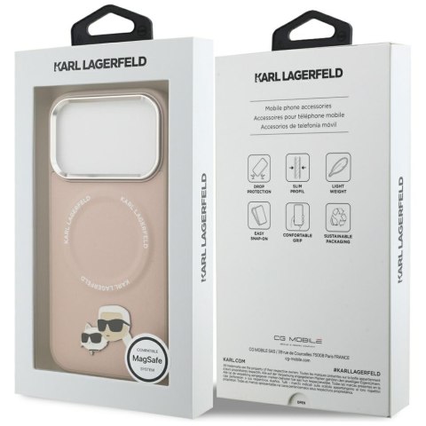 Etui Karl Lagerfeld Karl & Choupette Pins MagSafe do iPhone 17 Pro Max różowy