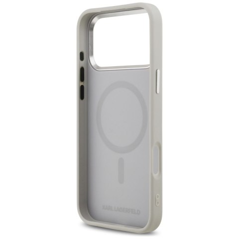 Etui Karl Lagerfeld Karl & Choupette Pins MagSafe do iPhone 17 Pro Max szary