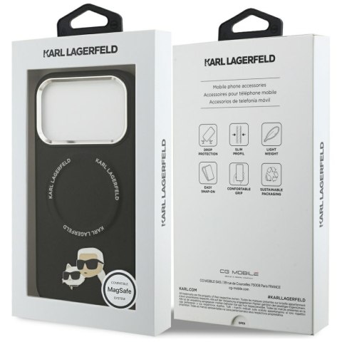 Etui Karl Lagerfeld Karl & Choupette Pins MagSafe do iPhone 17 Pro czarny