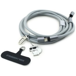 Uniwersalna smycz kabel Karl Lagerfeld CBDY Choupette Charm USB-C/USB-C szary