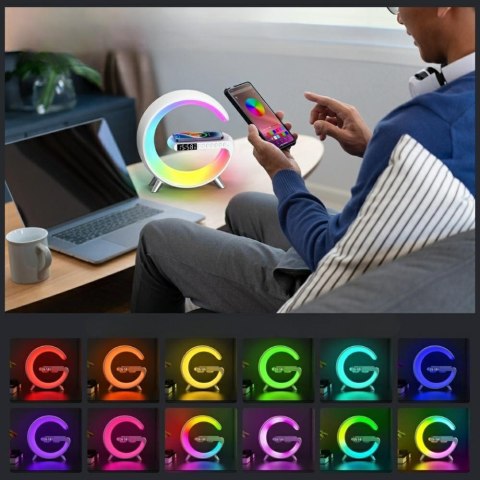 Wielofunkcyjna Lampka G MajesticLine z budzikiem i głośnikiem bluetooth biały