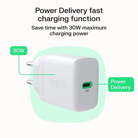 Ładowarka sieciowa USB 30W 1x USB-C BIAŁA