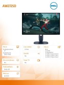Monitor AW2725D 27 cali NVIDIA G-SYNC Ultimate & AMD FreeSync Premium Pro 280Hz QHD (2560x1440)/16:9/DP/HDMI/USB/3Y AES&PPE