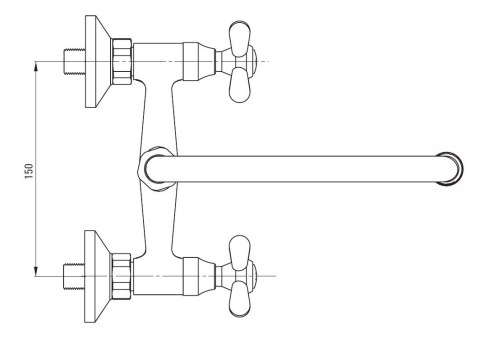 Deante Neo Symetrio bateria umywalkowa ścienna chrom BOS050D