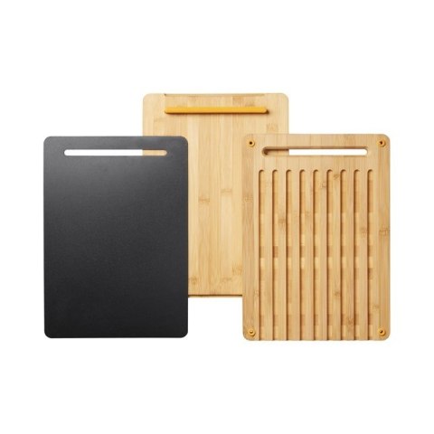 Fiskars 1057550 deska do krojenia Prostokątny Bambusowy, Plastik Bambusowy, Czarny