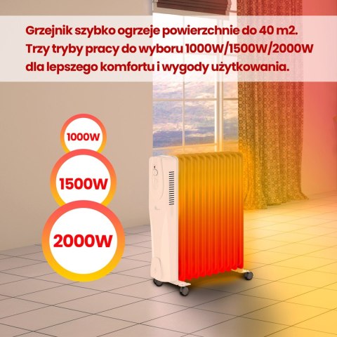 Elektryczny grzejnik olejowy Extralink NY-25W1 2500W, 11 żeberek