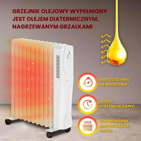 Elektryczny grzejnik olejowy Extralink NY-25W1 2500W, 11 żeberek