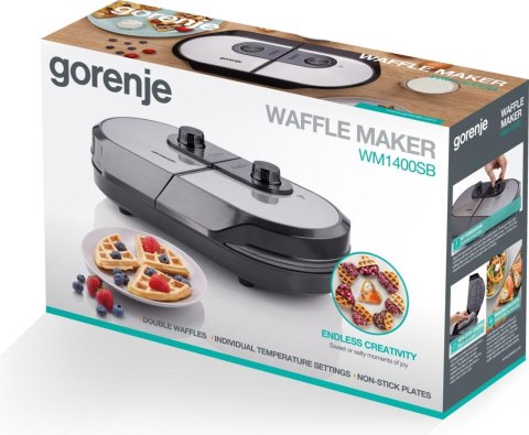 Grill elektryczny Gorenje Mini Grill, Talerz waflowy, WM1400SB, 1400 W, Średnica 18 cm, Czarny