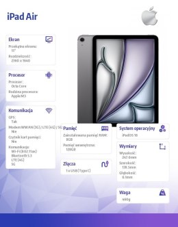 IPad Air 11 cali WiFi + Cellular 128GB Szary