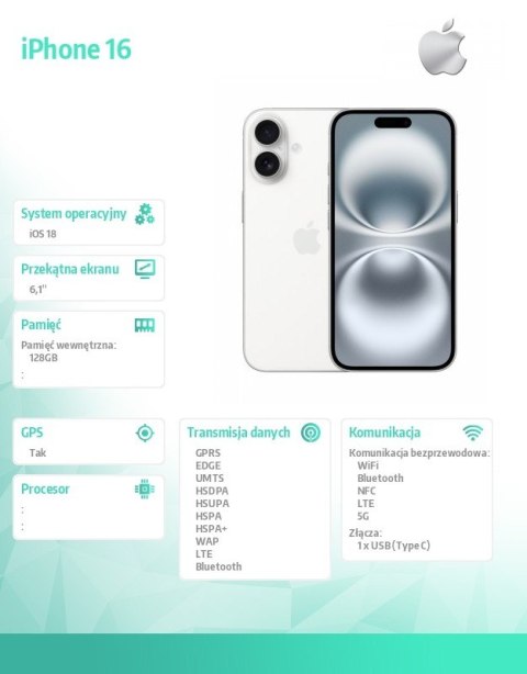 IPhone 16 128GB - Biały