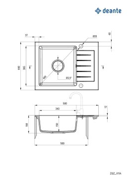 Deante Zorba ZQZ511A zlewozmywak granitowy 58x44 cm