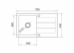 Zlew NEXT (76x44) 1B 1D szary beton