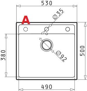 Zlewozmywak granitowy PYRAMIS CAMEA (53x50) 1B 070058201 karbon