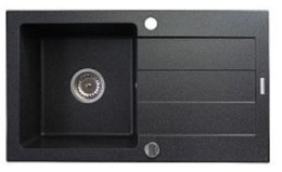 Zlewozmywak granitowy jednokomorowy z ociekaczem PYRAMIS SPARTA 76x44 1B 1D 70000101 czarny