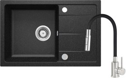 Zlewozmywak granitowy z baterią z giętą wylewką