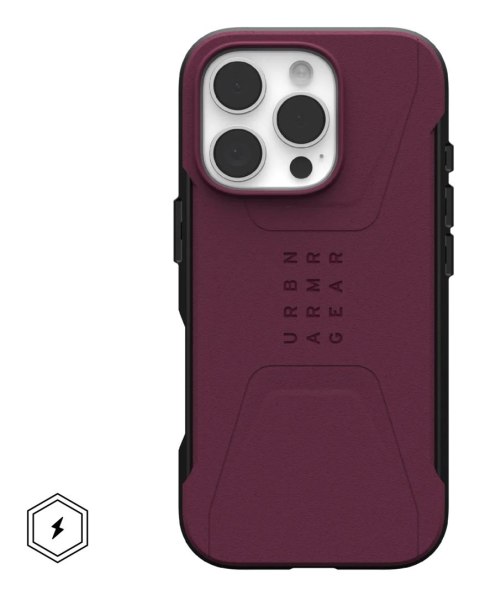 UAG Civilian Magsafe - obudowa ochronna do iPhone 16 Pro kompatybilna z MagSafe (bordeaux)