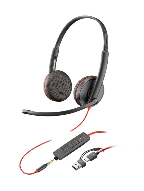 POLY Zestaw słuchawkowy Blackwire 3225 Stereo USB-C + wtyczka 3,5 mm + przejściówka USB-C/A