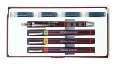 Rotring Isograph 0.2/0.3/0.5 Długopis żelowy Czarny 4 szt.