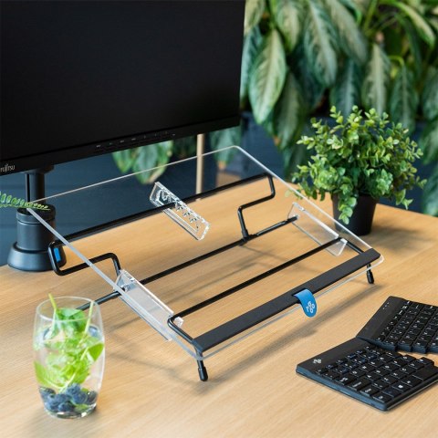 R-Go Tools Uchwyt na dokumenty R-Go Flex Read, ergonomiczny, z miękką piankową podpórką pod nadgarstek, przezroczysty akryl