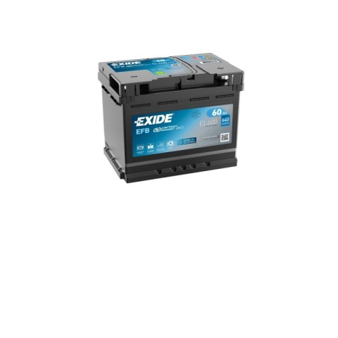 Akumulator EXIDE 12V 60Ah/640A START&STOP EFB (P+ biegun standardowy) 242x175x190 B13 - stopka o wysokości 10,5 mm