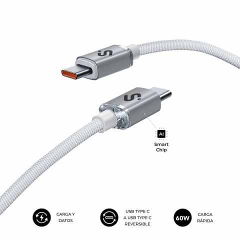Kabel USB-C na USB-C Subblim OPTIMUS Biały 1 m