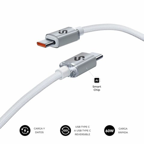 Kabel USB-C na USB-C Subblim OPTIMUS Biały 2 m