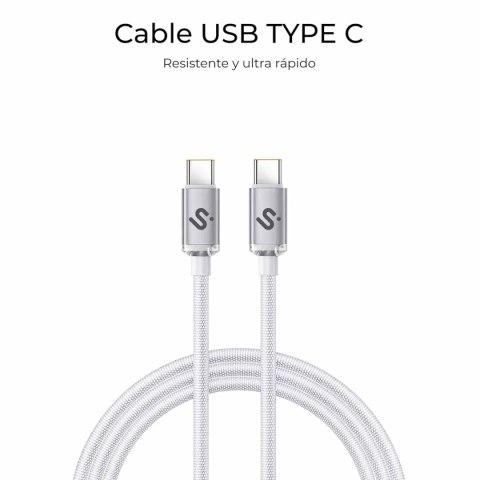 Kabel USB-C na USB-C Subblim OPTIMUS Biały 2 m