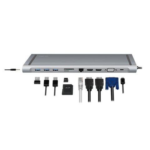 LogiLink UA0373 - Przewodowy - USB 3.2 Gen 1 (3.1 Gen 1) Type-C - 100 W - 3,5 mm - 10,100,1000 Mbit/s - Aluminiowy