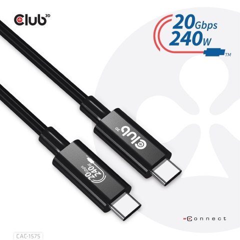 CLUB3D CAC-1575 kabel USB USB4 Gen 2x2 2 m USB C Czarny