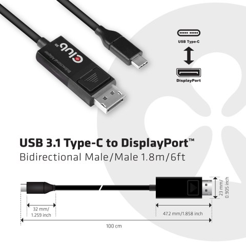 Kabel CLUB3D CAC-1557 USB C Displayport 1.4 Czarny