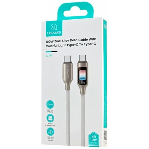 Kabel USAMS TC Series SJ750 100W USB-C do USB-C 1,2 m tytanowy