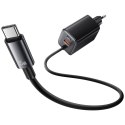 Ładowarka sieciowa USAMS JC Series CC266 65W GaN Fast Charger 1xUSB-C 1xUSB-A / wbudowany kabel USB-C czarny