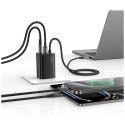 Ładowarka sieciowa USAMS JC Series CC266 65W GaN Fast Charger 1xUSB-C 1xUSB-A / wbudowany kabel USB-C czarny