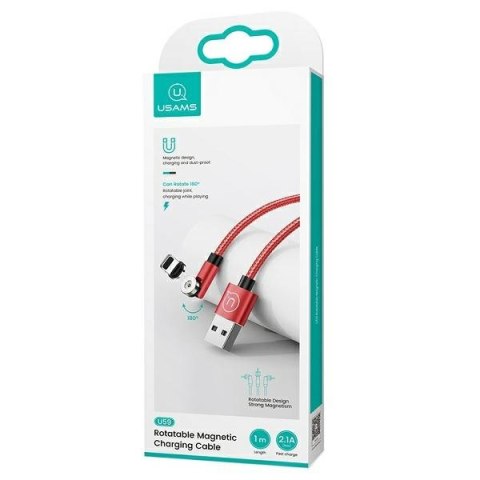 USAMS Kabel magnetyczny U59 lightning2.1A Fast Charge 1m pleciony czerwony/red SJ472USB02 (US-SJ472) regulowany kąt
