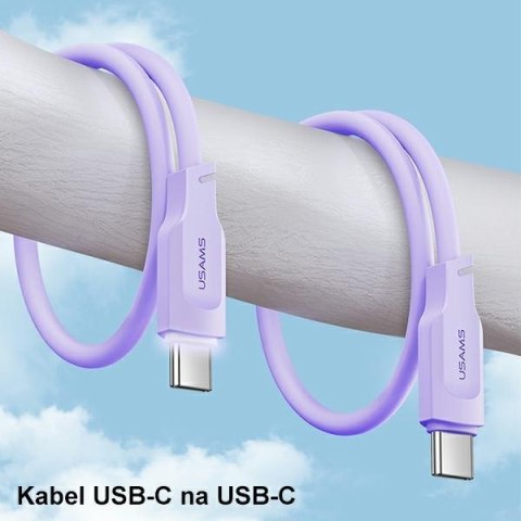 USAMS Kabel USB-C na USB-C 100W 1,2mPort Display Fast Charging Lithe Series purpurowy/purple SJ567USB03 (US-SJ567)